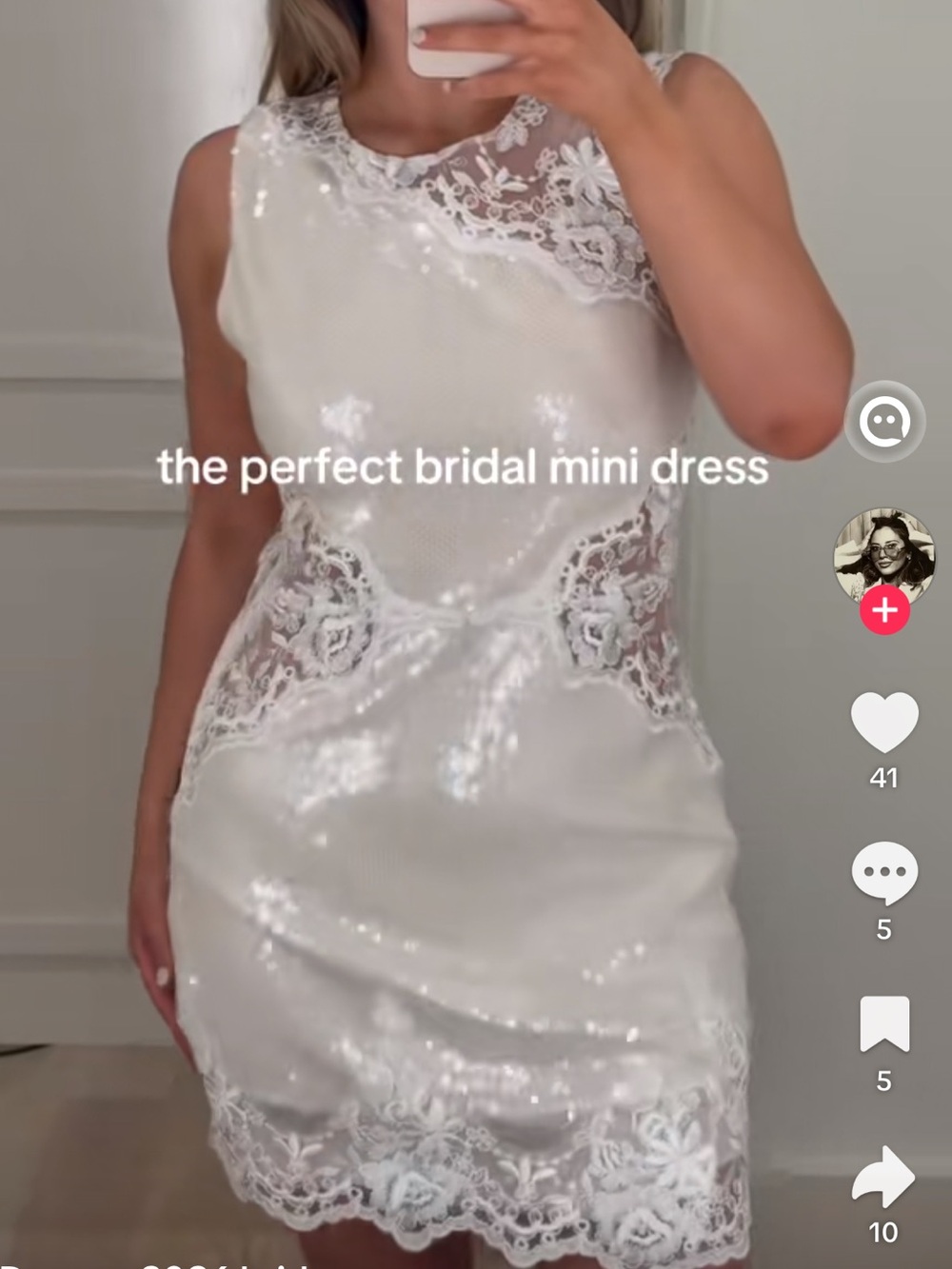 Anthropologie BHLDN Sequin and Lace Mini Dress in Ivory NWOT